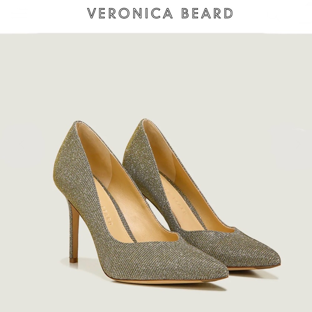 Veronica Beard Nathalia Metallic Pointy Toe Heels - Picture 6 of 11